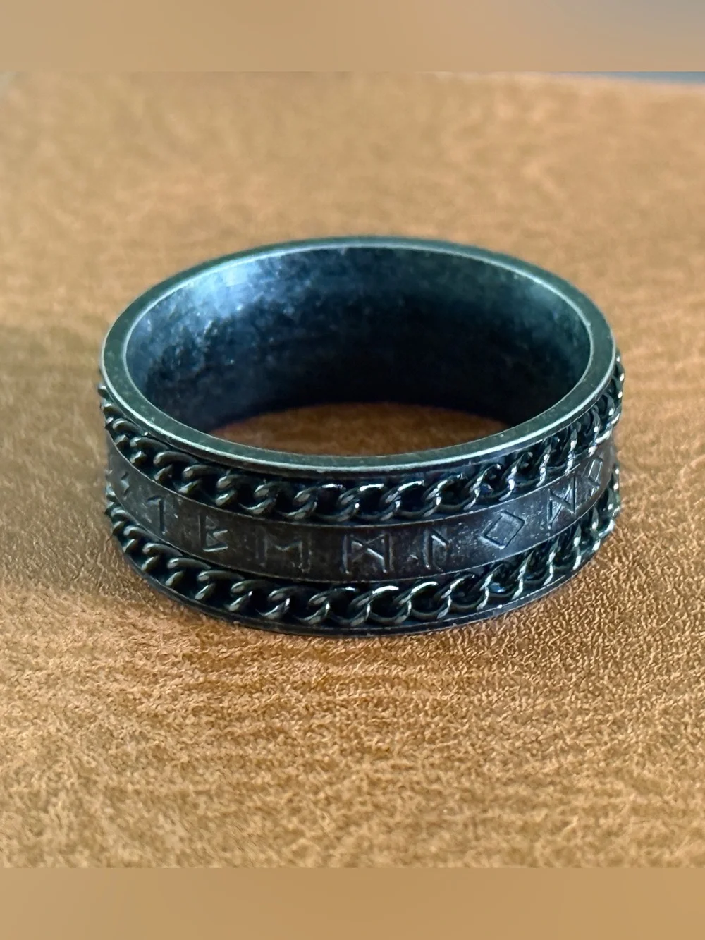 Stainless steel rune ring size 11